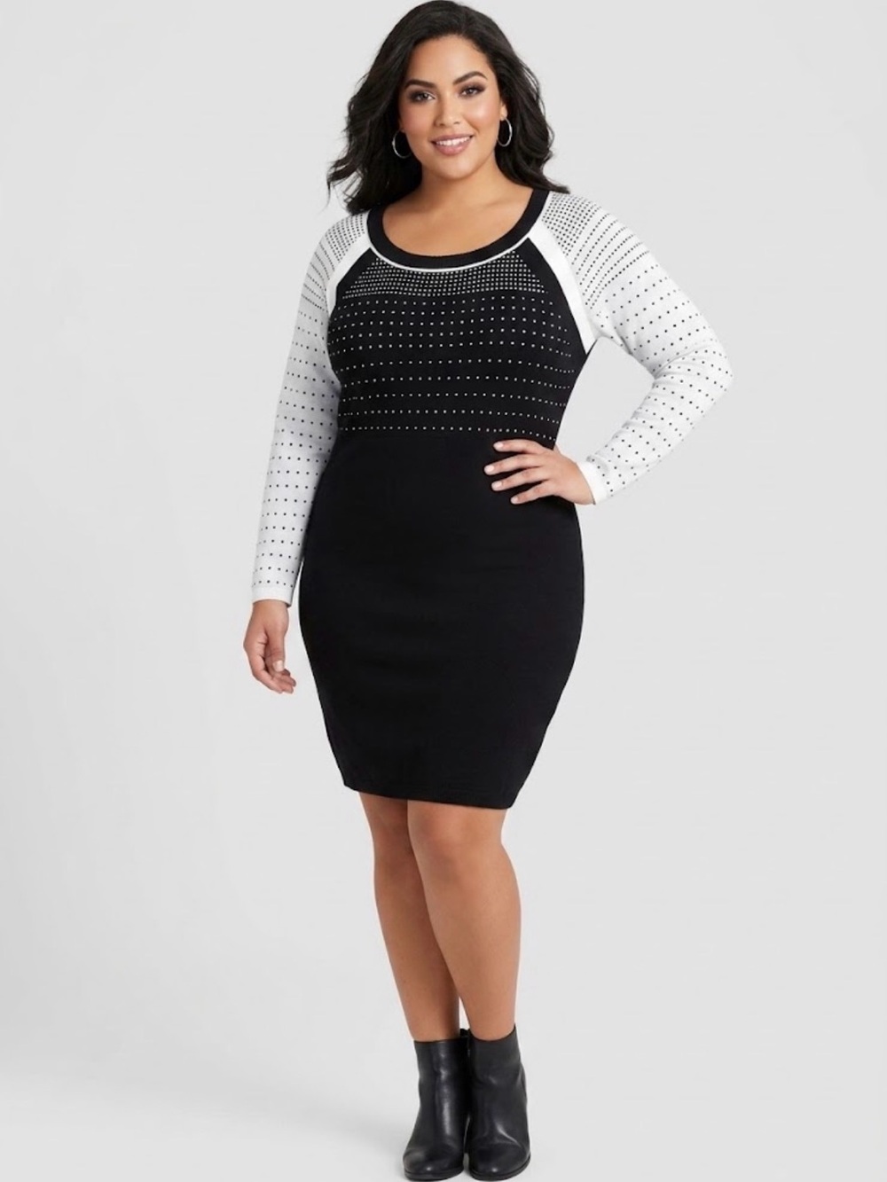 Ivanka Trump Modest Black White Knit Sweater Dress Women’s Size Large Office